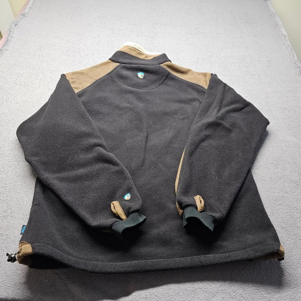 Kuhl Alpenwurxs Fleece Jacket Mens L Black Brown Full Zip Sherpa Collar Outdoor